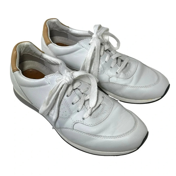 Geox Respira Size 44 White Leather Sneakers Men's 11 Classic Casual Summer Clean - Picture 4 of 12